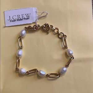 JNWT JCrew Gold Chain Bracelet with Pearls